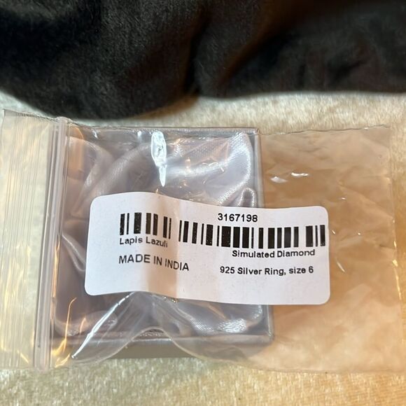 NWT LAPIS LAZULI &Simulated Diamond 925 Sterling Silver Ring 6 - Picture 10 of 14